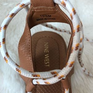 Nine West Gannon Tassel Lace-Up Thong Sandals